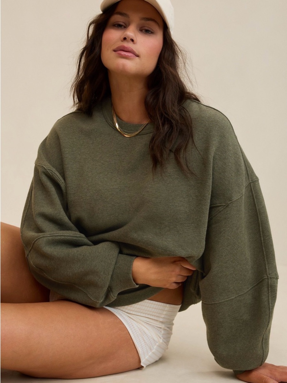 aerie oversized Olive Green Crewneck Sweatshirt